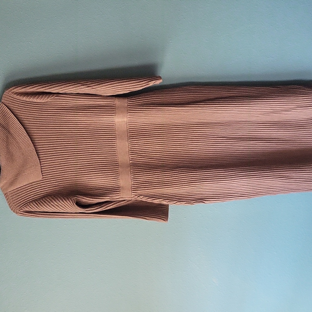 Studio One Brown Ribbed Knit Dress - Picture 4 of 12
